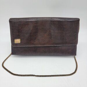 Vintage Ande‎ Handbag Marked GMK Brown Faux Leather Alligator Print